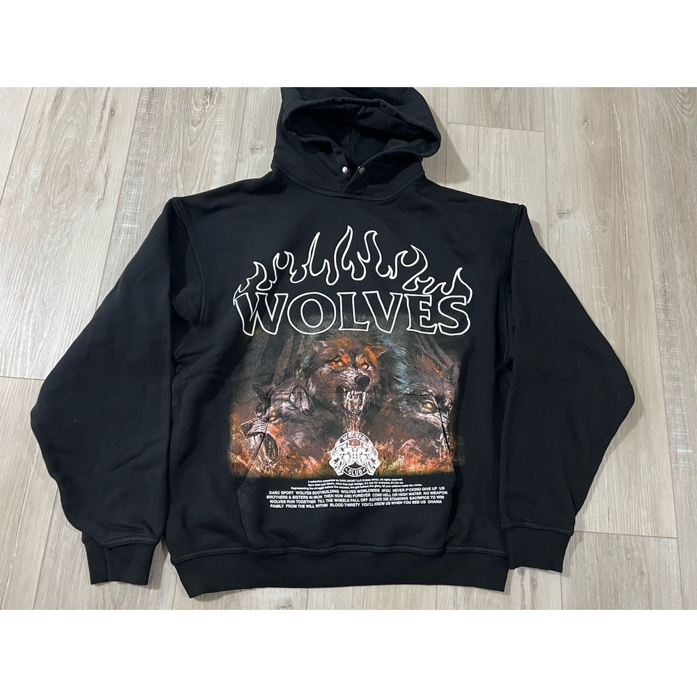 Darc Sport Wolf Club Cerberus V2  Vintage Pierce Hoodie  Sz M